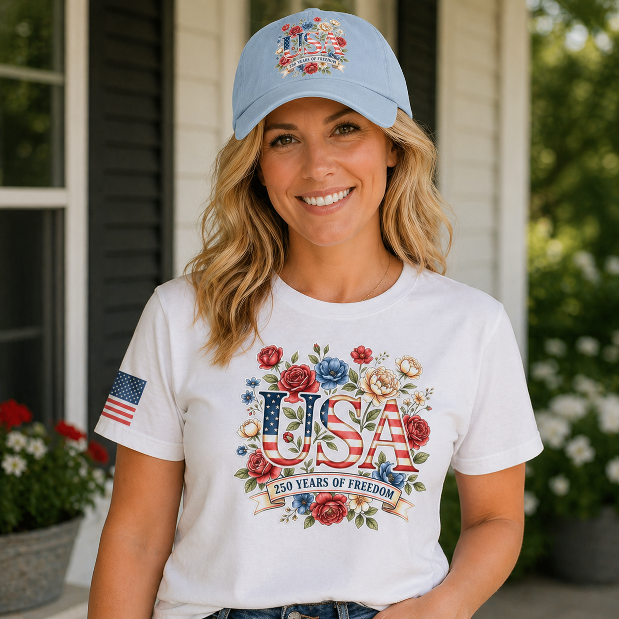 USA Floral 250 Years of Freedom Hat