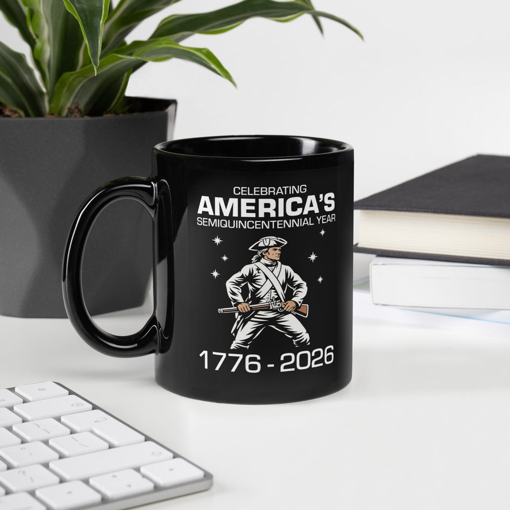 America’s Semiquincentennial 1776–2026 Patriotic Mug by TwoFiveZero Gear with bold American design on ceramic coffee mug