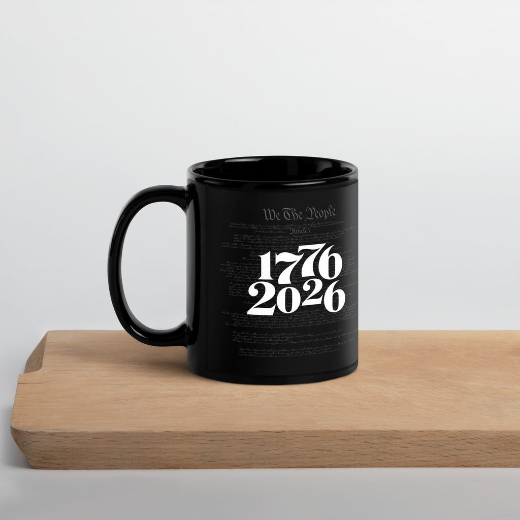 1776–2026 America 250 – We The People Anniversary Mug by TwoFiveZero Gear with bold American design on ceramic coffee mug
