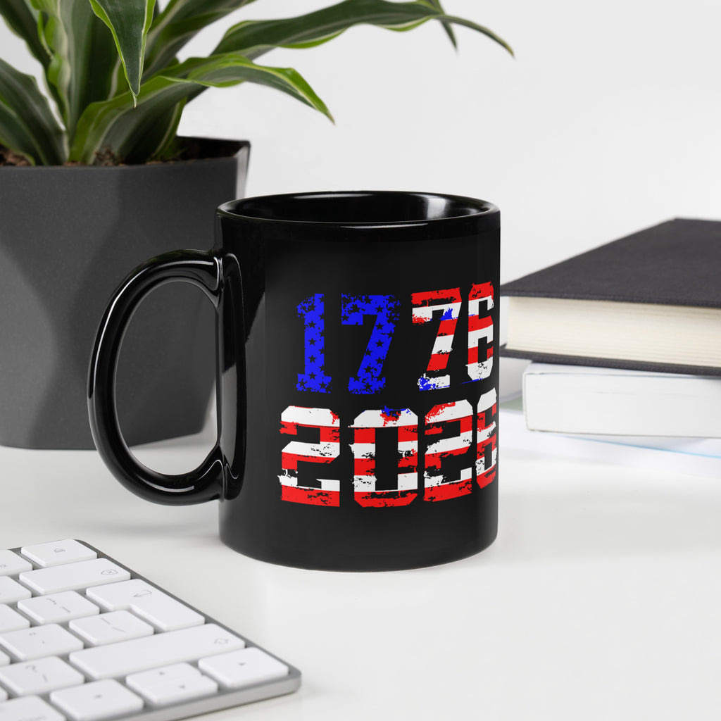 1776–2026 America 250 – USA Flag Anniversary Mug by TwoFiveZero Gear with bold American design on ceramic coffee mug