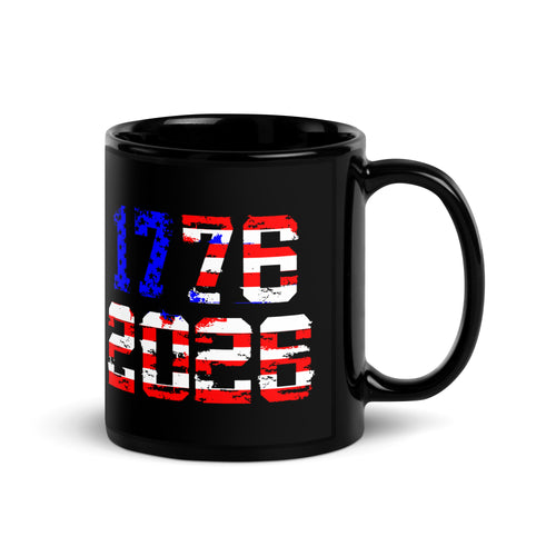 1776–2026 America 250 – USA Flag Anniversary Mug by TwoFiveZero Gear with bold American design on ceramic coffee mug
