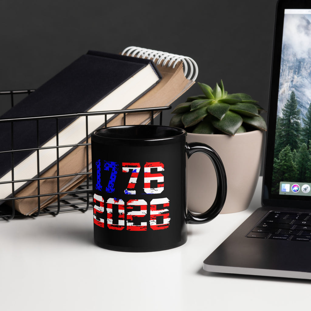 1776–2026 America 250 – USA Flag Anniversary Mug by TwoFiveZero Gear with bold American design on ceramic coffee mug