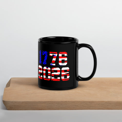 1776–2026 America 250 – USA Flag Anniversary Mug by TwoFiveZero Gear with bold American design on ceramic coffee mug
