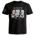 Black Red White and Brew 250 years patriotic shirt with founding fathers drinking graphic