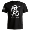 Black FAFO patriotic t-shirt with bold graffiti style design and 1776 2026 text