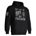 Black hoodie with a graphic of George Washington and text celebrating 250 years of freedom