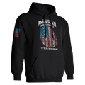 Black 250 Years of American Independence DNA hoodie with fingerprint USA flag graphic front view