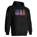 Distressed American flag patriotic black hoodie with sleeve USA flag design