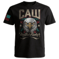 Black patriotic t-shirt with eagle graphic  vintage distressed design and bold lettering