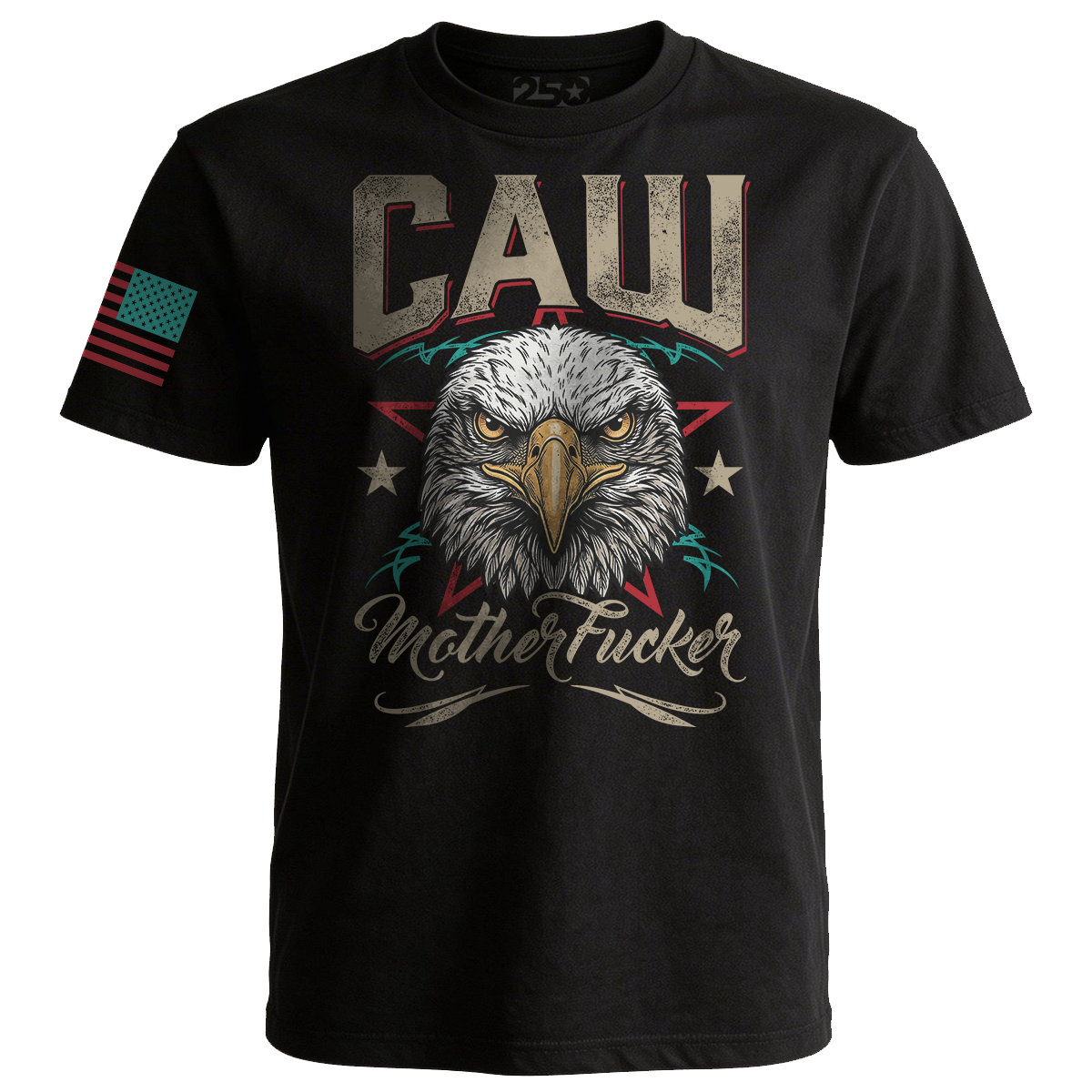 Black patriotic t-shirt with eagle graphic  vintage distressed design and bold lettering