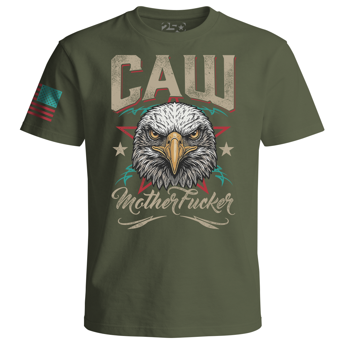 Marine olive patriotic t-shirt with eagle graphic  vintage distressed design and bold lettering