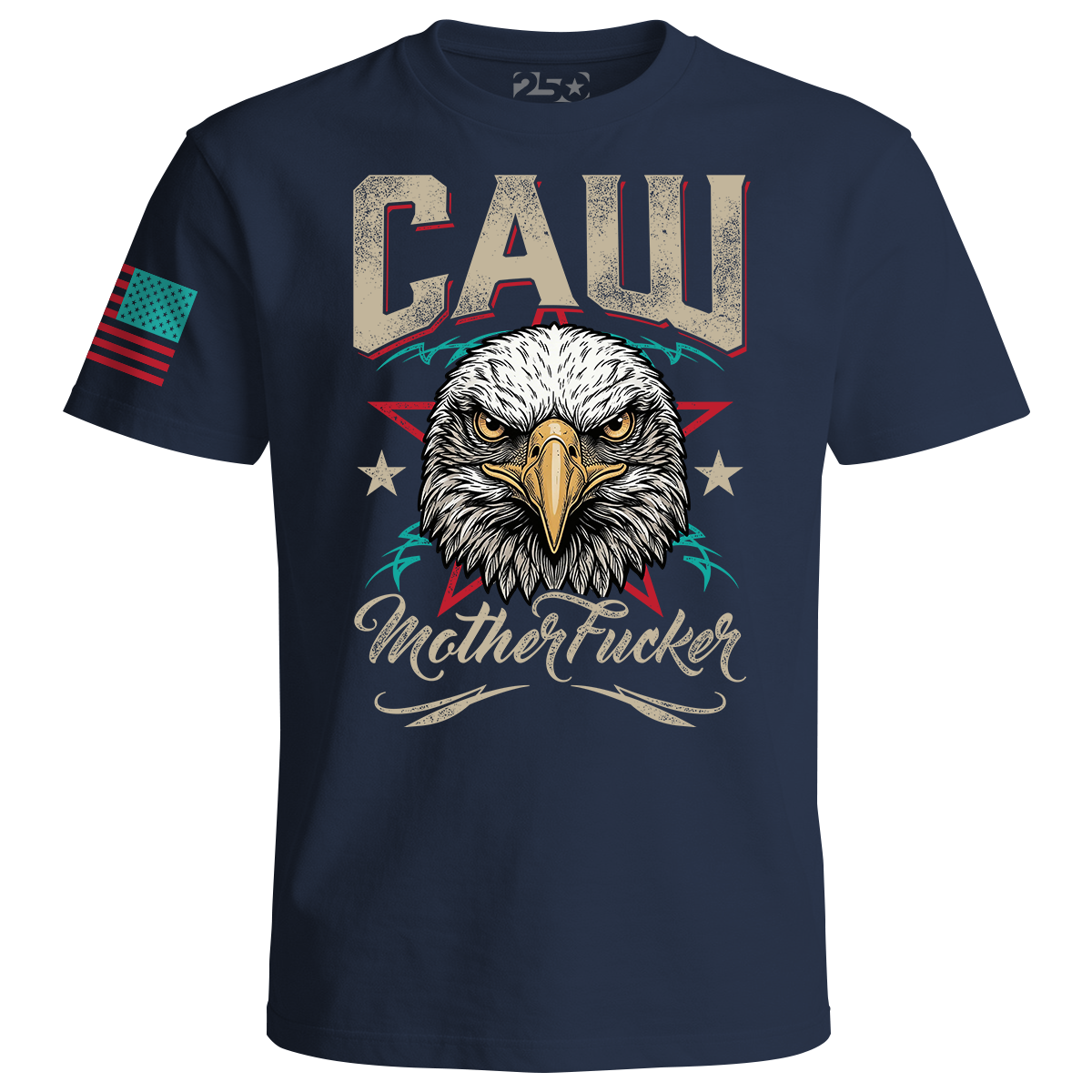 Navy blue patriotic t-shirt with eagle graphic  vintage distressed design and bold lettering