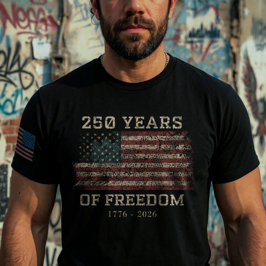 250 Years of Freedom Patriotic Flag T-Shirt