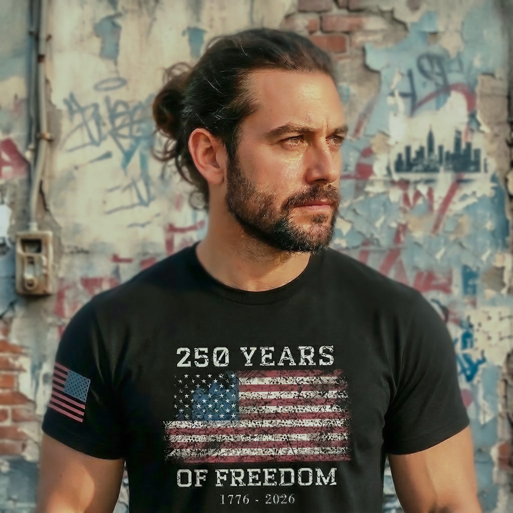 250 Years of Freedom Patriotic Flag T-Shirt