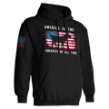 Black America Is The GOAT patriotic t-shirt with distressed USA flag and goat graphic front design