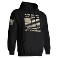Black hoodie with American flag design and text on a white background