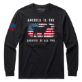 Black America Is The GOAT patriotic t-shirt with distressed USA flag and goat graphic front design