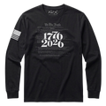Black 1776 2026 America 250 patriotic long sleeve shirt with We The People Constitution graphic